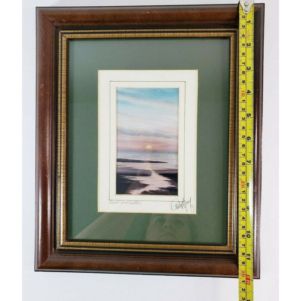 Sunset Irish Coastline Framed Picture Signed by Philip Gray Dark Wood Frame - Picture 11 of 12